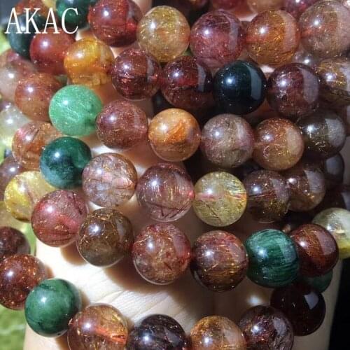Approx7-10mm AAA Natural colorful rutile quartz bracelet beads