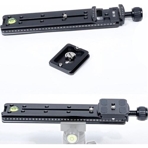 Aluminum CNC 200mm Nodal Slide Rail Quick Release Plate Clamp Adapter for Macro Camera Photo Telephoto lens Arca Swiss Tripod