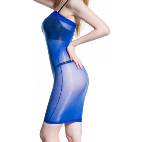 Oil Glossy Tube Dress See Through Corset Dress Vestido Sexy Clubwear Sexy Strapless Exotic Dresses for Men and Women