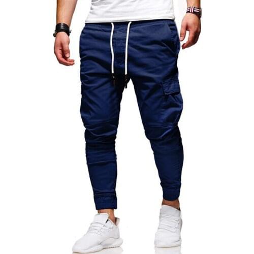 Fall/winter Men Feet Pants Classic Three-dimensional Patch Pockets With Rope Elastic Casual Pants Male Breathable Long Trousers
