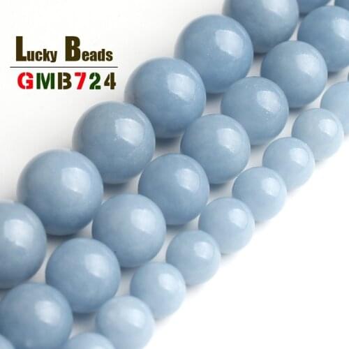 Blue Natural Angelite Stone Beads Round Loose Beads For Jewelry Making Diy Bracelet Necklace Pick Size 6mm/8mm/10mm 15 inches