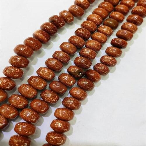 1 Strand 58Pcs 7x9mm Brown Gold Sand Stone Wheel Loose Beads For DIY Jewelry Necklace Making Accessories 15.5Inch