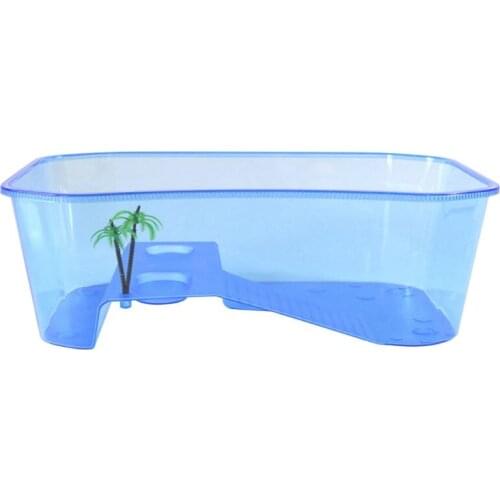 Reptile Vivarium Box Turtle Tortoise with Basking Ramp Tank Breeding Food Tool R7RC