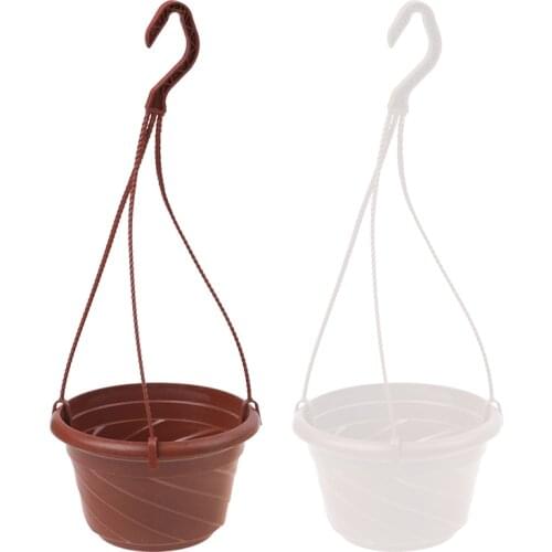 Home Garden Balcony Plant Pots Planter Holder String Decoration Wall Art Hanging Flower Plant Pot Plastic Chain Basket 2 Color