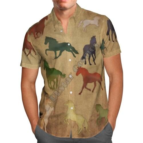 Hawaii Shirt Hawaiian beach summer Flower Horse Printed 3d Mens Shirt Harajuku Tee hip hop shirts 09
