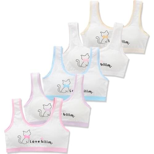 Young Girls Cotton Puberty Training Bras Sport Kids Students Tops Tanks Girls Teen Underwear Bras Children for 8-18 Years Old