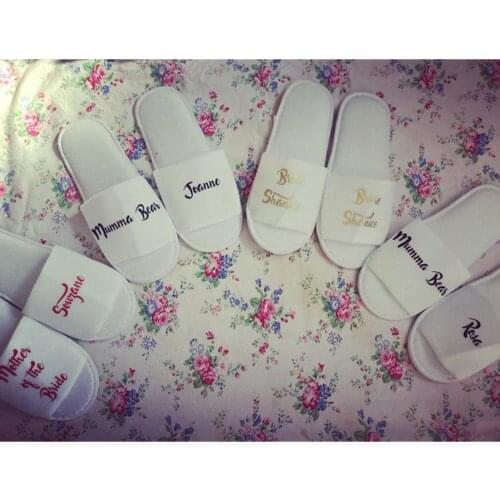 Personalized bridesmaid Slippers,monogram glitter Matron Of Honor Slippers,Christmas Wedding favor Gift, Bachelorette Slippers