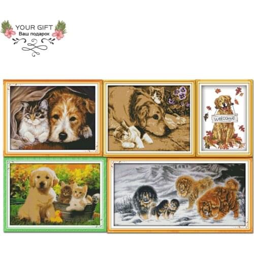 Joy Sunday D237D329D349D352D353 Home Decor Welcome Together Intimate Partner Sweet Friend Harmonious Dogs Home Cross Stitch
