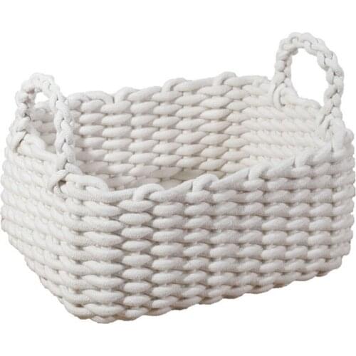 94PF Storage Basket Multifunctional Sundry Holder Cotton Rope for Drawer Closet Shelf Dresser Snacks Home Organizer
