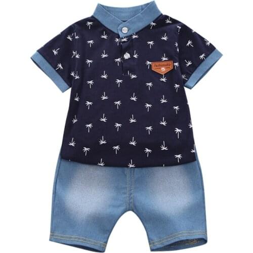 Summer Baby Boy Clothes Tree Print Short Sleeve Shirt Blouse Shorts Children Casual Outfits Clothes Sets 0-4T