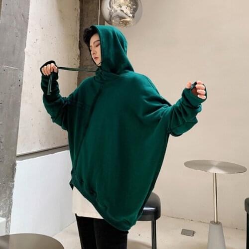 2020 Autumn Mens Loose Batwing Sleeve Hip Hop Hoody Sweatshirt Irregular Pullover Tops Streetwear Hoodie Fashion Sweatshirts