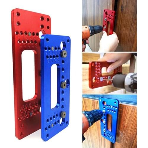 Woodworking Aluminum Alloy Pocket Hole Pitch Jig Set Wardrobe Door Cabinet Positioner Handle Punch Locator Drill Guide Sleeve