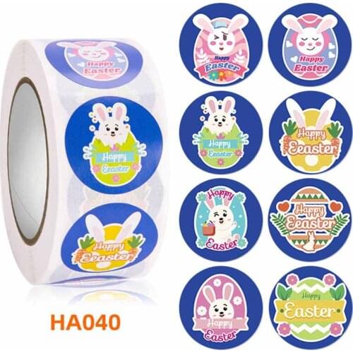 500Pcs Happy Easter Stickers Rabbit Egg Cartoon Self Adhesive Seal Label For Easter Party Kids Gift Bag Decor Tags Handmade