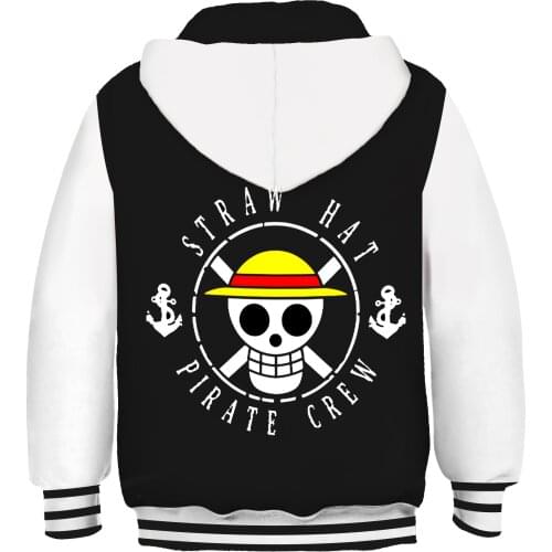 New Anime ONE PIECE Monkey D Luffy Cosplay Sportswear Roronoa Zoro Pullover Kids Child Hooded Sweatshirt Casual Hoodies Jacket