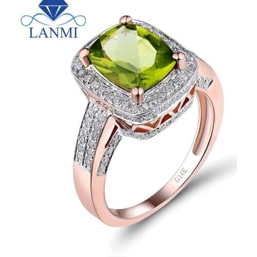 New Fantastic Solid 14Kt Rose Gold Ravishing Peridot Ring Free Shipping Wholesale Jewelry for Women Party R00122