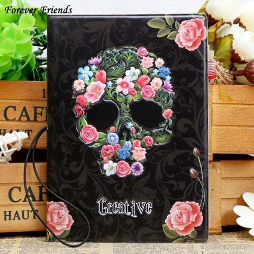3D Skeleton With Rose Passport Cover,Porte Carte Simple,Business Card Holder for Travel,PU Leather Credit Card Holder Men