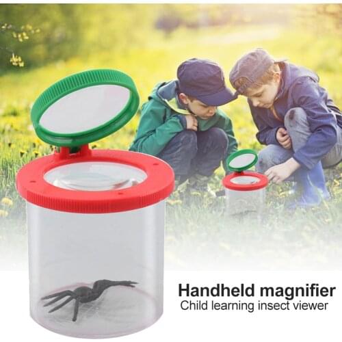 Plastic Transparent Insect Catcher Observation Magnifier Children Kids Bug Viewer Magnifier Container with 3/6X Double Lens