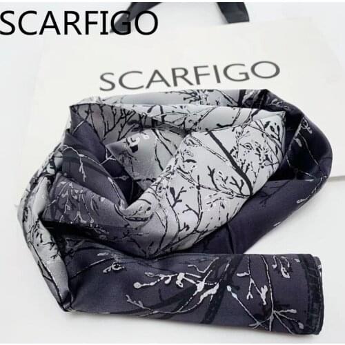 SCARFIGO Vintage Luxury Brand Scarf For Women 100% Silk Scarf Neckerchief Headband For Ladies