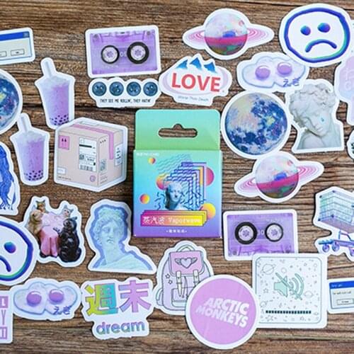 45 pcs/pack Cute Vaporwave Label Stickers Diary Handmade Adhesive Paper Decoracion Journal Stickers Scrapbooking Stationery