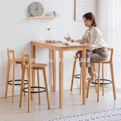 Bar Chair Nordic Wood Modern Simple Creative Bar Stool American Balcony Home Light Luxury Back High Chair