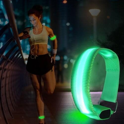 USB Charging LED Luminous Armband Night Running Bracelet Outdoor Sports Safety Night Reflective Belt Luminous Arm Band