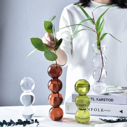 Colored Creative Glass Bubble Vase Flower Arrangement Hydroponic Table Ornaments Vase Decoration Home Deroc