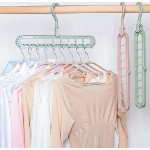 Magic Multi-port Support Clothes Hanger 5 In 1 Wardrobe Storage Drying Rack Plastic Folding Hook Closet Clothes Pants Organizer