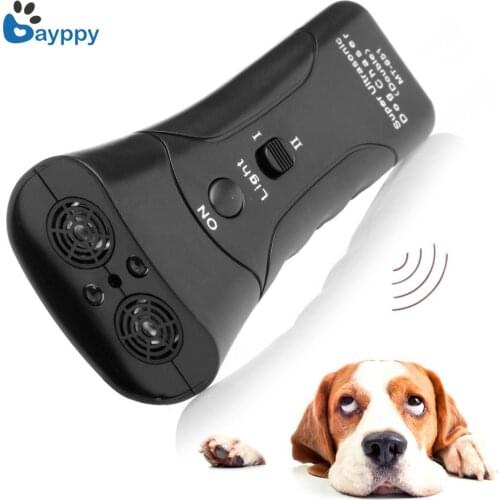 High Quality Newest Ultrasonic Dog Chaser Stop Aggressive Animal Attacks Repeller for Dogs Anti Barking Stop Bark Flashlight