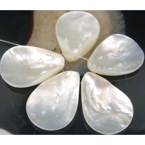 Jewelry Free Shipping 35x25mm Natural White Saltwater Mother of Pearl Teardrop Pendant Beads (5)