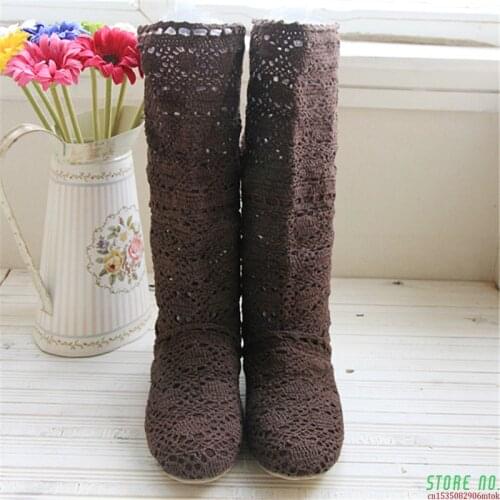 Crochet Summer Boots Boots 2021 New Shoes Lace Hollow Crochet Boots XL Hollow Fashion Womens Boots 34-43