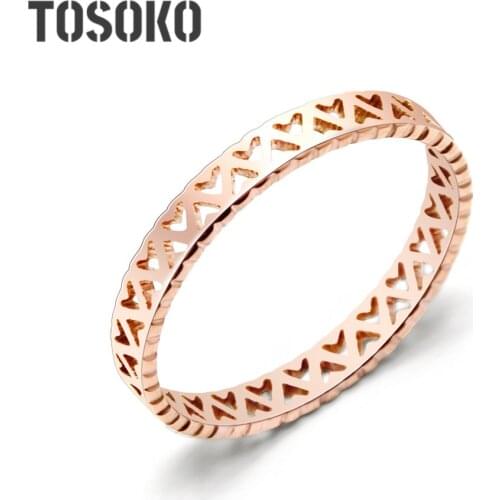 TOSOKO Stainless Steel Jewelry Hollow Love Ring Sweet Ring For Female BSA024