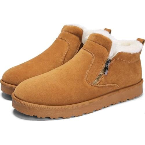 2021 Winter New British Style Snow Boots for Male Round Toe Plush Casual Flat Shoes with Platform Breathable Suitable for Daily
