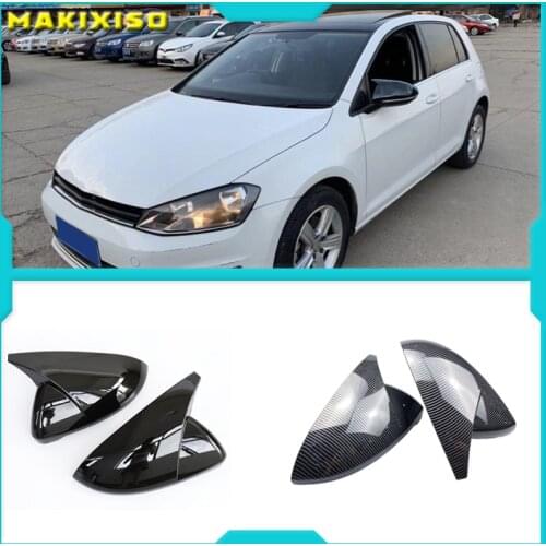 2 pcs Side Wing Mirror Cover Caps Bright Black RearView Mirror Case Cover for VW Golf 7 MK7 7.5 GTD R GTI Touran L E-GOLF