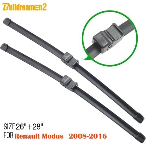 Buildreamen2 Auto Soft Rubber Windscreen Wiper Blades For 2008-2016 Renault Modus Car Frameless Windshield 2Pcs