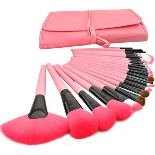 24pcs Professional Makeup Brushes Set Cosmetic Make Up Brush Kit Pink Makeup Tool +Pink Leather Case BS88