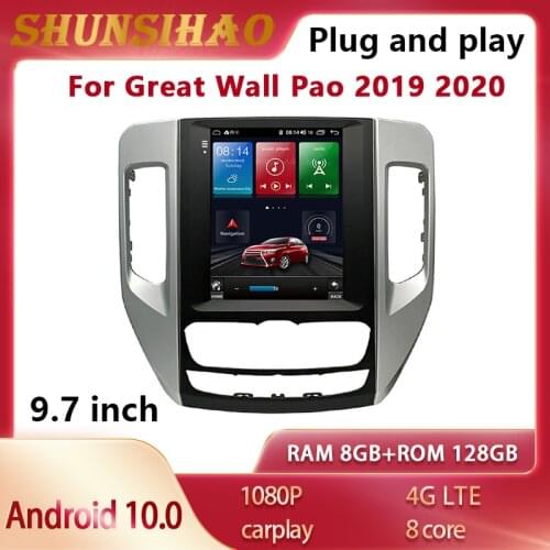 ShunSihao tesla Style Automatic radio for gwm poer 2019 2020 headunit multimedia GPS navi CarPlay 128GB android all in one