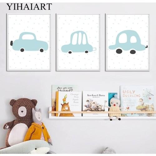 Baby Boy Nursery Poster Cartoon Vehicle Car Wall Art Canvas Print Child Painting Nordic Kids Decoration Picture Bedroom Decor