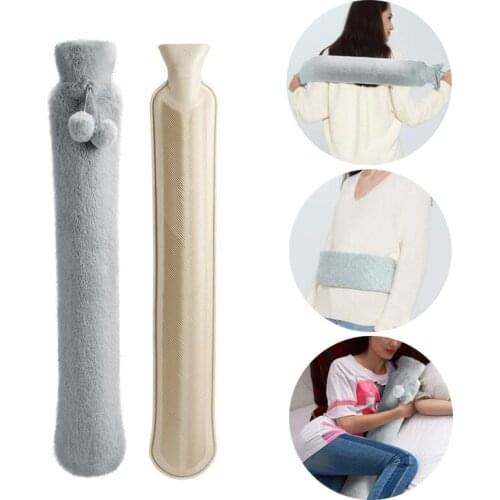 Long Stander Hot Water Bottle Bed Warm Waist Back Hot Water Bottle With Super Soft Plush Material Cover 2L Pure Natural Rubber