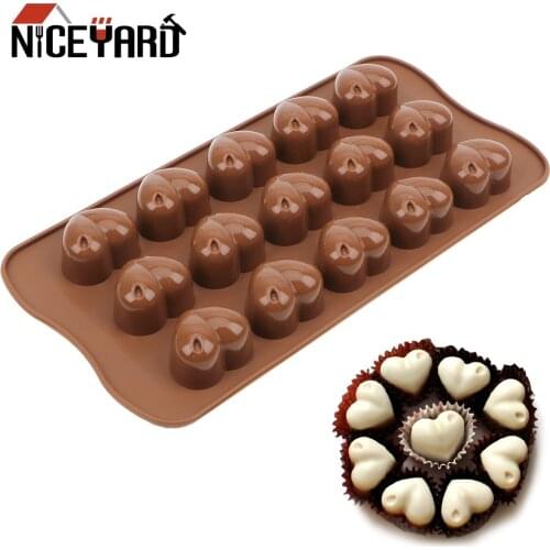 NICEYAD Ice Cube Chocolate Soap Jelly Tray DIY 3D Heart Form Silicone Mold Kitchen Baking Tool Cake Decorating Heart Shape Mould