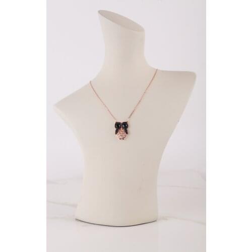 UM US JEWELRY Roz Plated Owl Pattern 925 Sterling Silver Necklace