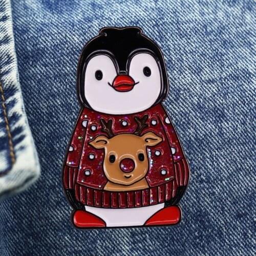 Cute Penguin Cartoon Brooch Metal Enamel Lapel Badge Collect Denim Jacket Backpack Pin Decoration Children Fashion Jewelry Gifts