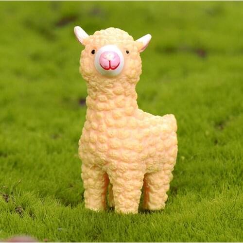 Cute Mini Alpaca Sheep Model Miniatures Doll House Succulents Landscape Decor
