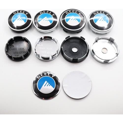 4pcs 56mm or 60mm Geely Car Logo Wheel Center Cap Rim Badge Dust-Proof Covers Decal Refit Creative Decoration Emblem Sticker
