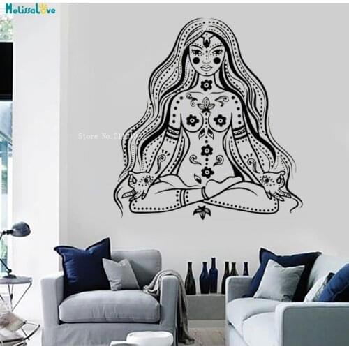 Yoga Pose Chakra Asana Wall Vinyl Sticker Studio Room Buddhism Hinduism Modern Home Decoration Removable Art Murals YT1367