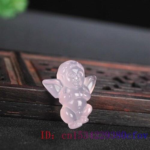 Jade Angel Pendant Carved Jewelry Chalcedony Fashion Charm Natural Necklace Gifts Women