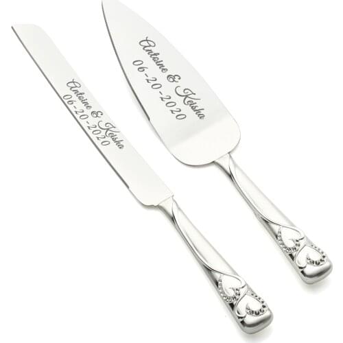 Personalized Engraved Wedding Cake Cutter,Sparkling Love Cake Knife and Server Set,Customized Wedding Gift With Box,Party Supply