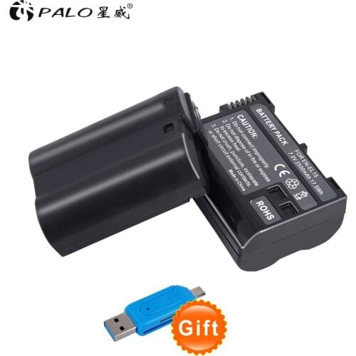 PALO 2pcs 2500mAh EN-EL15 ENEL15 EN 2PCS decoded Camera Battery For Nikon D600 D610 D800 D800E D810 D7000 D7100 D7200 V1
