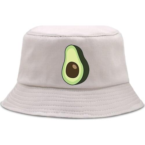 Cartoon Avocado Cute Printed Fishermans Hats Outdoor Women Beach Cap Foldable Casual Bucket Hat Summer Sunscreen Panama Caps