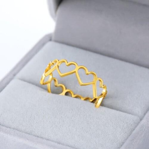 Hollow Love Heart Rings For Women Girls Adjustable Stacking Stainless Steel Rings Wedding Couple Jewelry Anillos Mujer Gifts Bff