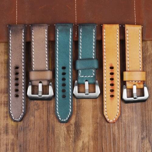 Retro Genuine Leather Watchstrap 18mm 20mm 22mm 24mm Men Replacement Wist Bracelet Watch Band for Panerai